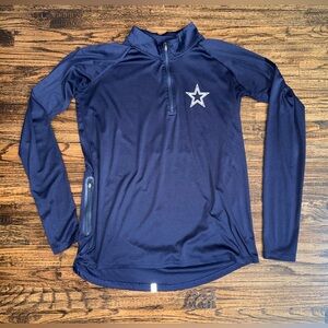 Dallas Cowboys 1/4 Zip Raglan Pullover Slim Fit Activewear Navy Size Medium
